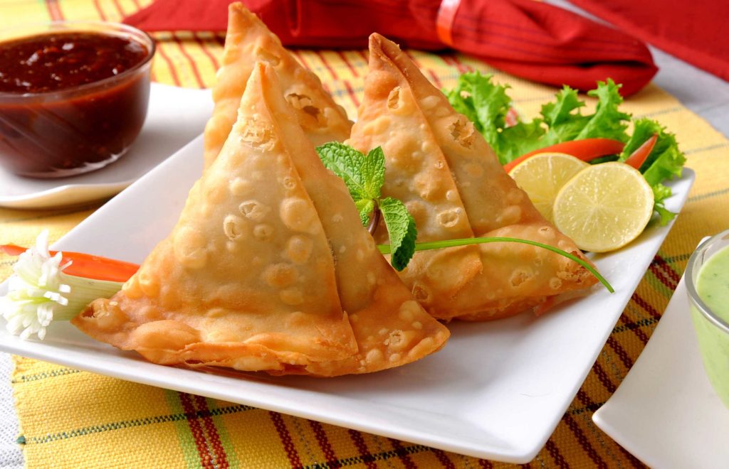 Potato Samosas with Cilantro Cream