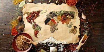 Spices on a map