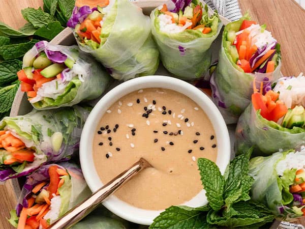 Chinese New Year Fresh Salad Rolls with Ginger Dipping Sauce