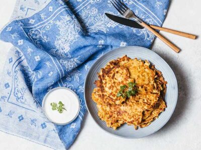 garlic parm latkes